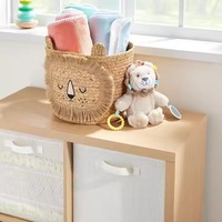 Article chaud conception flexible mignon Animal Design jonc de mer tissé panier à linge en osier pour enfants et adolescents pour bébé chambre décor stockage