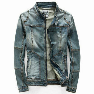 Nouvelle mode unisexe couleur bloc col rabattu bouton vers le bas Style lavé régulier manches longues OEM décontracté Denim homme vestes - Product Image 4