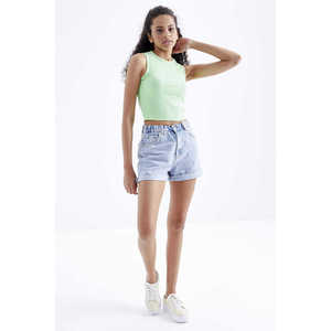 Tommylife - Top Corto sin Mangas con Cuello Redondo para Mujer, Color Verde Pistacho - 97204 - Venta al por Mayor - Product Image 6