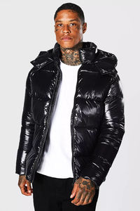 Veste polaire brillante de haute qualité en noir manteau en duvet chaud coupe-vent avec poche Logo personnalisé hiver extérieur bulle vestes pour hommes - Product Image 4