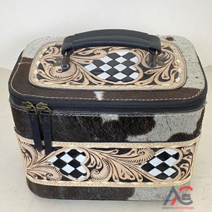 Estuche de Joyería de Cuero Vacuno a Cuadros 2025, Diseño Inspirado en Corazones, Organizador de Joyería Hecho a Mano, Estuche de Viaje para Mujer - Product Image 1