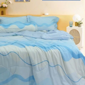 Parure de lit 4 pièces moderne en microfibre douce pour hôtel, imprimée, taille simple, drap-housse toutes saisons anti-allergie, vente en gros - Product Image 1