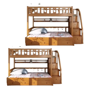 Meubles commerciaux, lits superposés en bois massif pour enfants, lit superposé moderne avec tiroirs pour meubles de chambre à coucher, vente en gros - Product Image 3