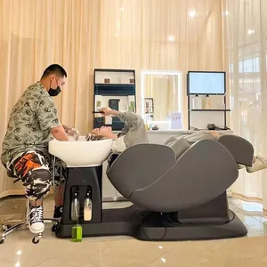 Luxury Beauty Hair Salon Electric Full Body Shiatsu Hair Washing Massage Chair Shampoo Bed