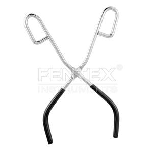 Pinzas para vaso de precipitados de laboratorio de acero inoxidable con extremos recubiertos de goma negra Compatible con OEM personalizable - Product Image 1