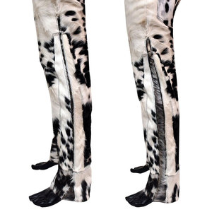 Prix d'usine Pantalon en cuir de vachette Design personnalisé Pantalon en cuir de vachette à taille haute et jambe large - Product Image 4