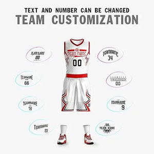 Ensemble de maillots de basket-ball 100% polyester personnalisable, uniforme respirant pour hommes et jeunes, prix avec option grande taille - Product Image 5