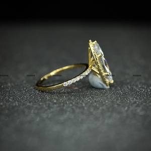 Anillo de Compromiso de Diseño con Halo de Moissanita Corte Marquesa de Lujo al por Mayor para Mujer, Anillo de Plata 925 Chapado en Oro Amarillo para Ella - Product Image 6