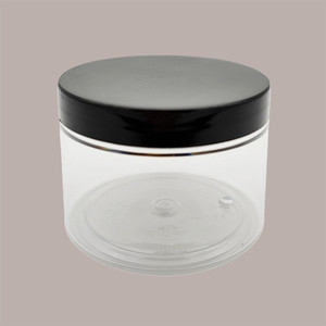 20 Piece Clear PET 150ml <b>Jar</b> with Glossy Black <b>Screw</b> <b>Top</b> Lid Cylinder Shape for Skin Care Cream Loose Powder or Ice Cream - Product Image 1