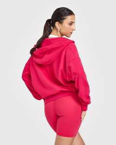 Vente chaude Berry Bloom femmes mi-poids fermeture éclair à capuche anti-rides et respirant sweats à capuche pour femme Gym sweat à capuche zippé - Product Image 2
