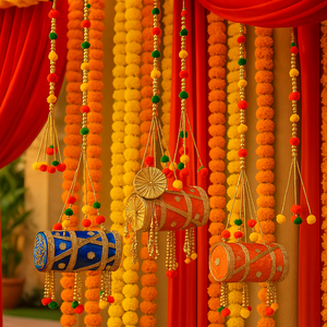 Decoración de Boda, Dholkis Colgantes para la Noche de Henna India Pakistaní, Ceremonia de Mehendi, Haldi, Nikkah, Colores Personalizables - Product Image 3