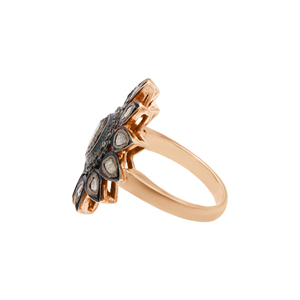Bague en diamant Polki taille rose Bague en argent sterling 925 Bague florale Polki vintage avec bijoux non coupés de taille lointaine pour la vente en gros - Product Image 3