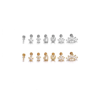 Mode petit Cartilage oreille boucle d'oreille coeur couronne croix lune Zircon oreille clou acier inoxydable oreille os goujon Piercing bijoux