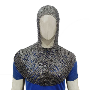 Coif de malla de acero inoxidable Medieval hecho a mano SCA Recreación Capucha Traje histórico Armadura para precios al por mayor - Product Image 3