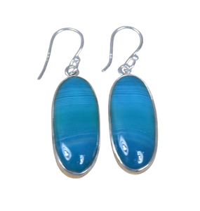 Bleu Botswana Agate 925 Sterling Silver Gemstone Élégant Crochet Boucle D'oreille Bijoux Faits À La Main Botswana Boucle D'oreille Bijoux Cadeau Pour Elle - Product Image 1