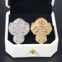 Anillo de Plata de Ley 925 con Incrustaciones de Diamantes para Hombre, Listo para Enviar, Pasa el Test de Diamantes, Anillo Cruzado de Moissanita Estilo Hip Hop para Hombre