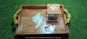 Ensemble cadeau en acrylique Ramadan Moubarak 2026 avec couvercles incrustés de mosaïque et plateau en bois incrusté artisanal, présentoir de luxe pour bonbons et fruits secs - Product Image 6