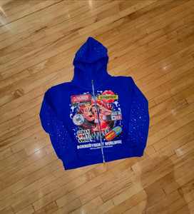 Sweats à capuche personnalisés unisexes à fermeture éclair complète motif solide XXS taille 3D pour la conception de logo en strass à impression bouffante - Product Image 4