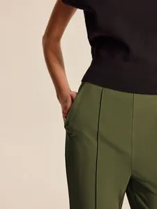 EVER GLOW High Waisted Olive Green Straight Pants Full <b>Length</b> Solid Canvas Casual Pockets Drawstring Closure Waterproof - Product Image 6