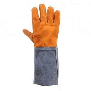 Logo personnalisé Gants de sécurité en cuir de vache refendu de 14 pouces Gants de sécurité résistants à la chaleur, antistatiques, respirants et sans silicone - Product Image 4