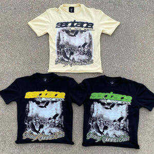 เสื้อยืดผ้าฝ้ายสำหรับผู้ชายเสื้อสไตล์สตรีทแวร์ผ้า100% พิมพ์ลายซิลค์สกรีนโลโก้ตามสั่งแนวสตรีทแวร์ผ้าคอตตอนทรงหลวม300ก. - Product Image 1