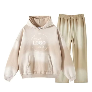 Survêtement à capuche en molleton de coton respirant, coupe droite, décontracté, hiver, couleur unie, personnalisable, épaisseur 320g, épaules tombantes, coupe oversize - Product Image 3