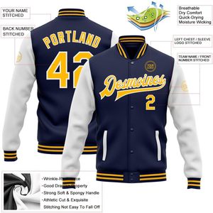 Vestes Letterman universitaires sportives personnalisées avec col montant mélange de laine manches en cuir PU Services OEM avec logo de numéro de nom - Product Image 2