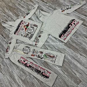 Conjunto de sudaderas con capucha para hombre con cremallera extragrande, ropa de calle de algodón con diseño de serigrafía personalizada Boxy Sun Fade Wash - Product Image 6