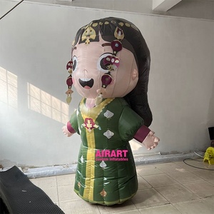 Modèle de poupée ethnique <span class=keywords><strong>gonflable</strong></span> géante, ballon <span class=keywords><strong>gonflable</strong></span> de mascotte de <span class=keywords><strong>femme</strong></span> de dessin animé de scène de fête de mariage pour la publicité - Product Image 5