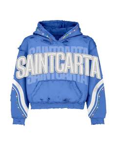 2026 Premium Winter Hoodie Curved Rhinestone manga rayas bordado frontal apliques Personalización completa - Product Image 1