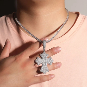 Colgantes y dijes finos Chapado en oro de 14K Colgante de Cruz personalizado de alta calidad Hip Hop Diamond Iced Out Joyería fina para hombres - Product Image 6