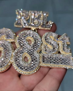 Pendentif en argent 925 personnalisé avec numéro et lettre, serti de diamants Moissanite VVS, style Hip Hop, luxe, pour homme et femme. - Product Image 3