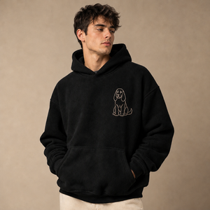 Sudadera <span class=keywords><strong>con</strong></span> Capucha Extra Grande de Poliéster y Algodón de 340 g/m² <span class=keywords><strong>con</strong></span> Logotipo Personalizado, Sudadera <span class=keywords><strong>con</strong></span> Capucha Gruesa <span class=keywords><strong>con</strong></span> Estampado de Arte Lineal de <span class=keywords><strong>Cocker</strong></span> Spaniel - Product Image 2