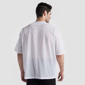 เสื้อยืดเบสบอลสำหรับออกกำลังกาย ผลิตจากผ้าโพลีเอสเตอร์ถัก 100% สีขาว - Product Image 2