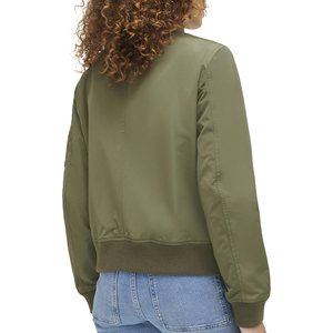 Chaqueta Bomber para mujer Logotipo personalizado Color sólido y diseño Casual Manga larga con cremallera Chaqueta Bomber para mujer - Product Image 2