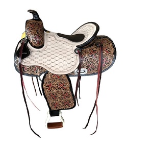 Sillín occidental de cuero genuino cómodo y duradero para montar a caballo para mayoristas ecuestres indios - Product Image 1