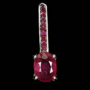 Pendentif en argent sterling 925 de qualité AAA+ avec rubis ovale 7x5mm, pierre précieuse taillée diamant, bijoux Cus-Jew108 - Product Image 1