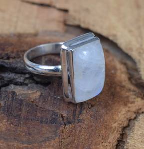 Bague en Pierre de Lune Arc-en-ciel en Argent Sterling 925, Bijou Fait Main en Pierre Précieuse pour Femme, Style Vintage, Tendance, Élégant, Cadeau Plaqué Rhodium - Product Image 4