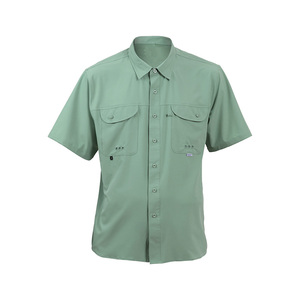 Custom Wholesale manga curta poliéster Spandex mistura dos homens pesca caminhadas camisas de secagem rápida camisas de pesca dos homens para exterior - Product Image 3