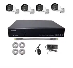 2K PoE安全摄像机系统家庭监控NVR套件4Pcs 4MP IP安全摄像机室外和室内夜间版本