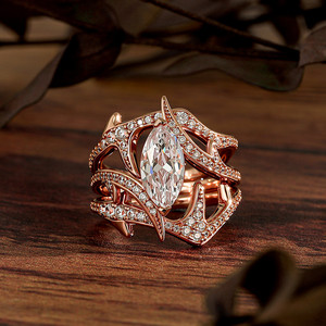 Ensemble de bagues de mariée en or rose pour femme Jeulia X Leyla Thorn Bush - Product Image 5