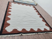 Hochwertige 8x10 moderne Dari traditionelle Farsh-e Teppiche Sets Schöne braun-beige hand gewebte Wolle Baumwolle Durry Abstract