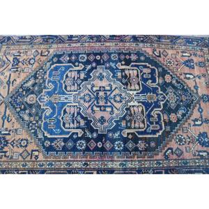 Alfombra Turca, Alfombra Vintage Decorativa de 3.6x6 pies, Alfombra Floral Azul Marrón - Product Image 5