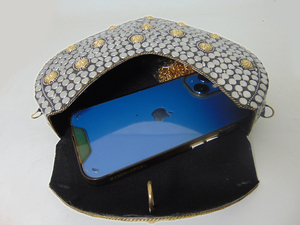 Siver Metal with Mop leaf Clutch Bag Metal Stud Clutch Handmade Sling Bag - Product Image 3