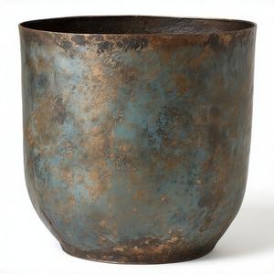 Jardinière en métal martelé LuxeBloom avec accents de finition patine antique Home Garden Pot de fleur en métal antique pour usage décoratif - Product Image 5