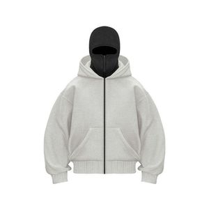 Sudadera con Capucha Estilo Ninja, Ligera, Extragrande, con Cierre, Diseño de Logotipo Personalizado, Transpirable, de Algodón y Felpa, para Invierno - Product Image 3