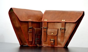 Vente de noël pour unisexe grand côté vélo selle sacoches pochette Vintage marron en cuir véritable Sport sac de sport à la mode bonbons - Product Image 4