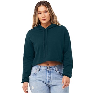 Bella Canvas Womens Drawstring Blend Basic Cropped Fleece Pullover Hoodie - Product Image 1