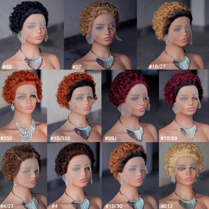 Perruque Courte Pixie Cut en <span class=keywords><strong>Cheveux</strong></span> Naturels Vietnamiens Bruts, Ondulée Effet Mouillé, Perruque Complète en Dentelle HD pour Femmes Noires – Vente en Gros à Prix Abordable - Product Image 5
