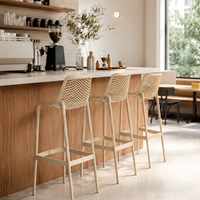 Tabouret de bar moderne en plastique robuste PP, chaise haute à treillis pour cuisine, salle à manger, salon, usage commercial, maison, bar, café, restaurant, intérieur